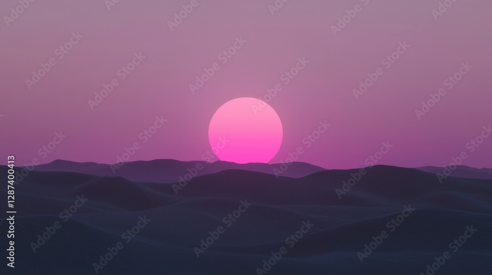 Obraz premium Elongated Silhouettes of Dunes Against the Setting Sun