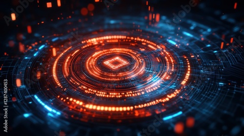 Wallpaper Mural Abstract digital design with glowing circular patterns. Torontodigital.ca