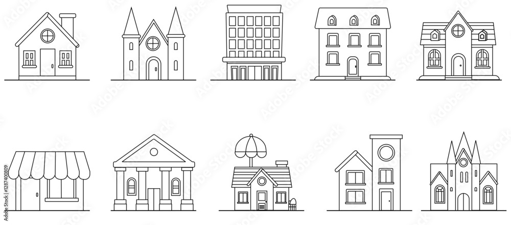 set of building icons set of building icons
