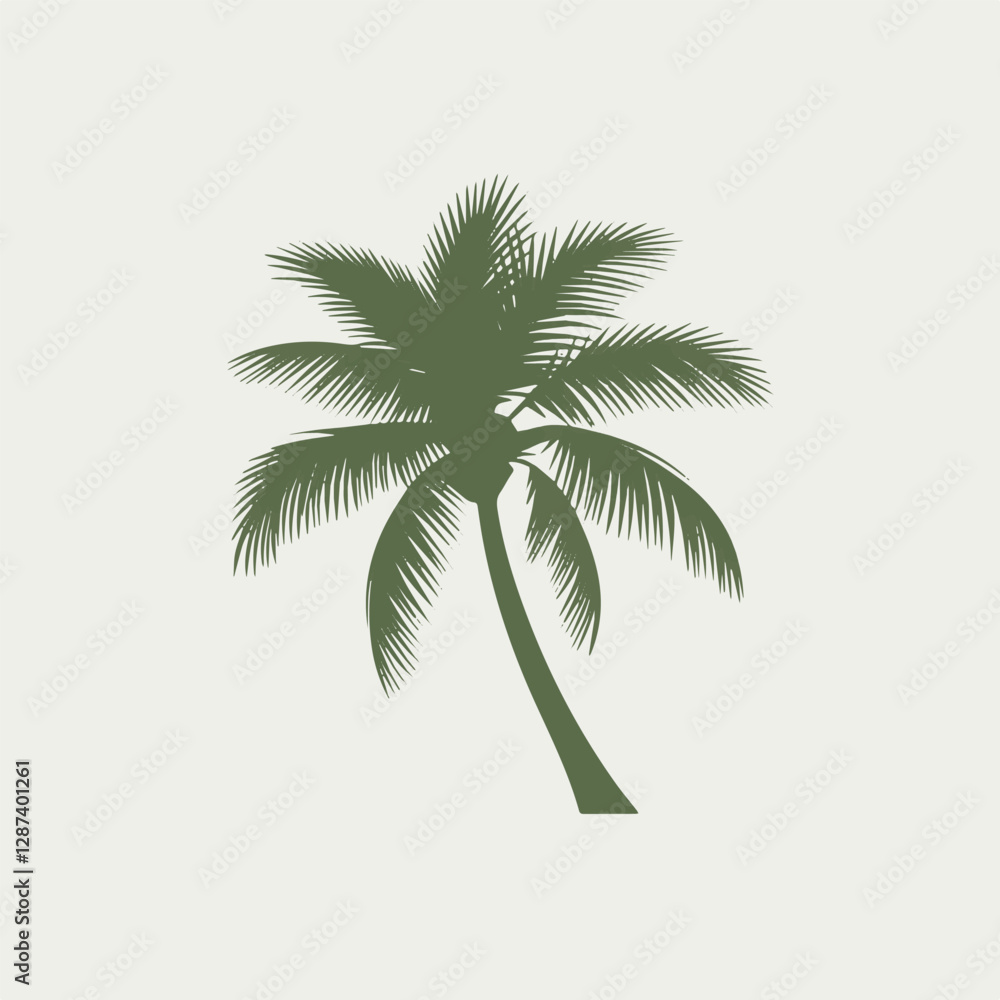 Obraz premium A Flat-Style palm tree on a Plain White Background