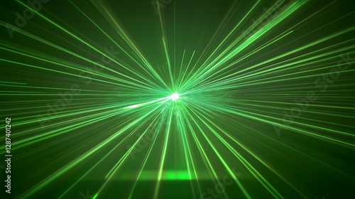 Green Lasers Radiating From A Bright Central Source Of Light