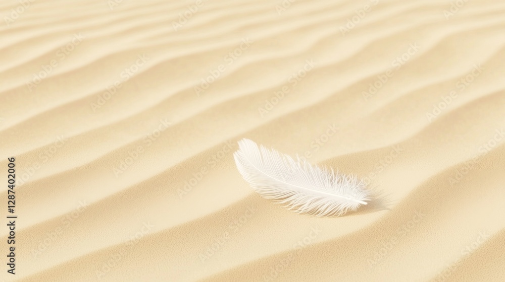 Exaggerated Dune Ripples with Crisp White Feather on Sand Surface Exaggerated Dune Ripples with Crisp White Feather on Sand Surface