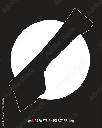 Gaza Strip Map – Black and White Detailed Map Highlighting Cities and Regions Within the Gaza Strip. Includes a Specific Map of Gaza City, Palestine, with Clear Boundaries and Key Areas.