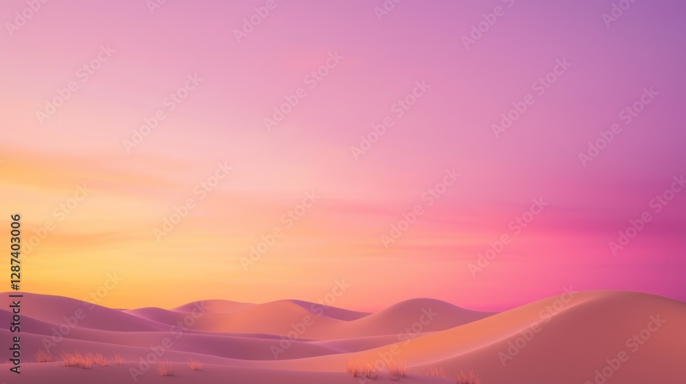 Obraz premium Serene Sunset Over Desert Dunes with Silhouettes of Grasses