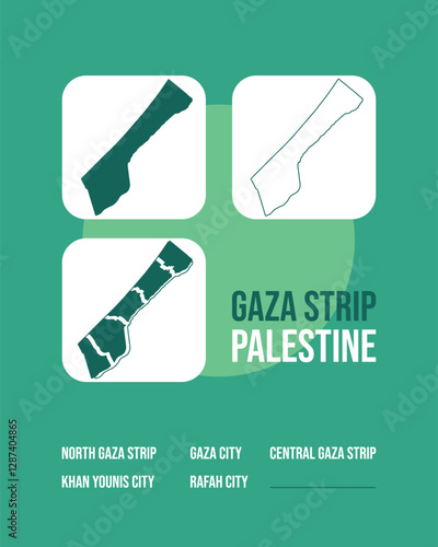 Gaza Strip Map – Detailed GAZA Map Showing Cities and Regions Within the Gaza Strip. Complete Map and Divided Map by Governorates and Cities, Highlighting Key Areas and Boundaries.