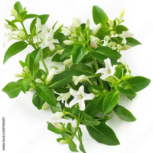 Detailed Visual  of a Photo Jasmine, Isolated on a White Background