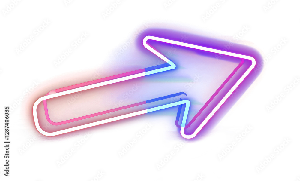 3D render of neon arrow icon astronomy outdoors nature.