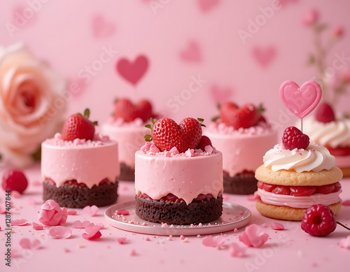 Delicious Strawberry Mousse Cakes Perfect for Valentine's Day Celebration photo