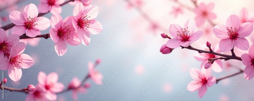 Elegant sakura cherry blossom branches forming a graceful frame, ideal for spring event invitations, sakura, nature Elegant sakura cherry blossom branches forming a graceful frame, ideal for spring event invitations, sakura, nature