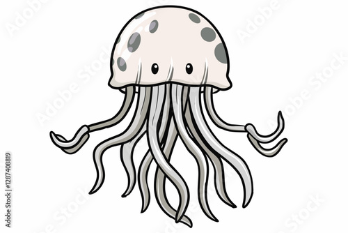 basic cartoon clip art of a Jellyfish, bold lines, no gray scale, simple coloring page for toddlers