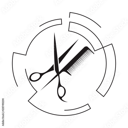 vector illustration of barbershop scissors and comb