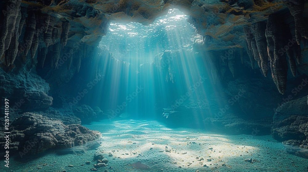 Obraz premium 水中の美しい洞窟のシーン15