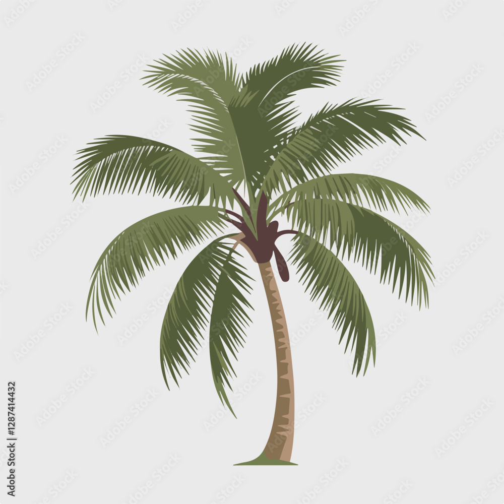 Obraz premium A Flat-Style palm tree on a Plain White Background