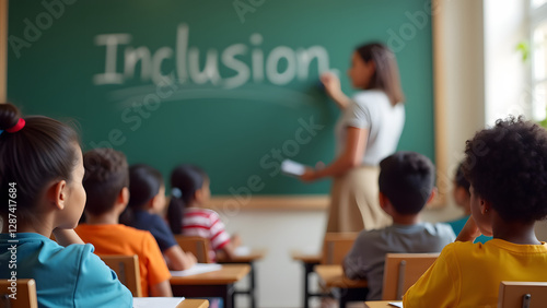 Wallpaper Mural A diverse classroom with a message of inclusion, symbolizing racial harmony in education. Torontodigital.ca