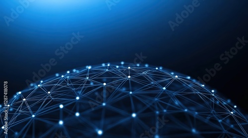 Abstract Digital Globe with Connected Nodes and Lines in Blue