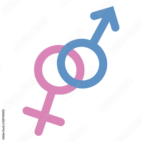 Floating gender signs Symbols of gender, men and women. Astronomical signs of Venus and Mars