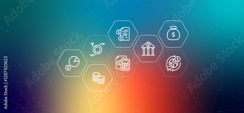 Economics conceptual monetary policy money savings banking investment financial strategy central banking capital markets credit exchange rates icon design concept illustration