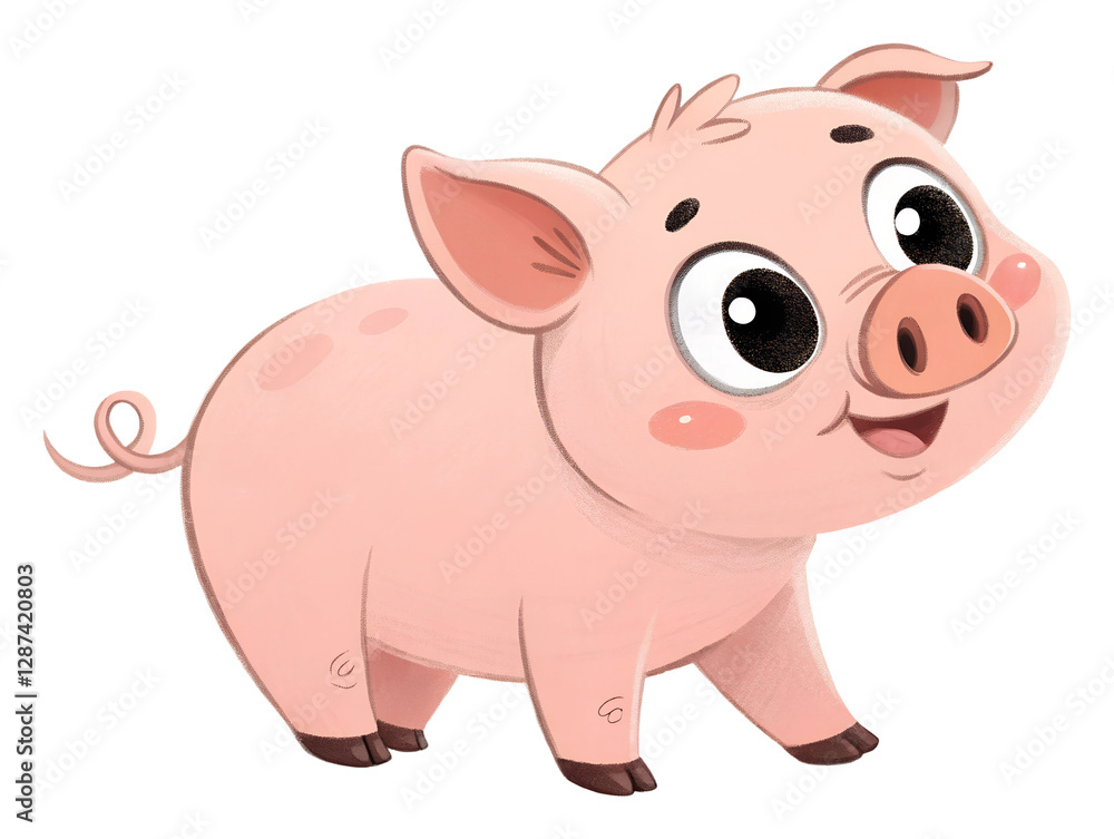 Cute piglet farm setting digital cheerful mood isolated on transparent background Cute piglet farm setting digital cheerful mood isolated on transparent background