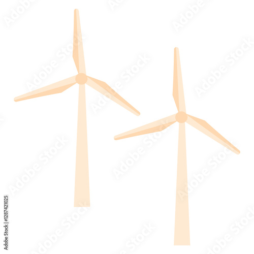 Rotating wind turbines animation. Wind turbines renewable energy concept. Green energy electricity concept