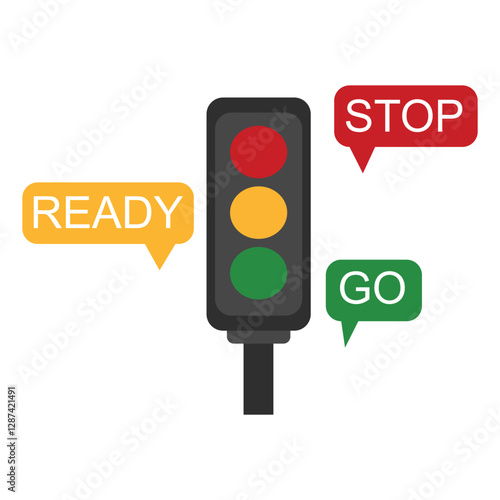 Traffic lights red, yellow and green to regulate the movement of vehicles on the road