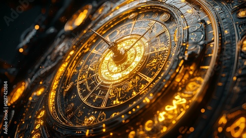 Wallpaper Mural Ornate Golden Celestial Clockwork Mechanism Torontodigital.ca