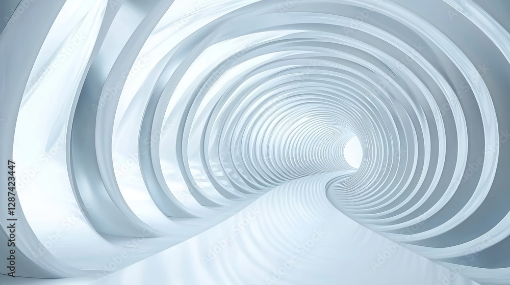 Abstract white tunnel background perspective with smooth curves and light Abstract white tunnel background perspective with smooth curves and light