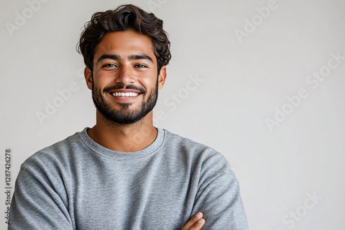 Smiling Man With Cross Arms Posing For A Photograph
