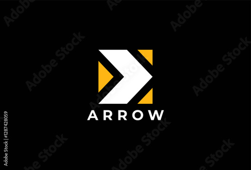 Right Arrow Logo. Minimal Logotype Concept. Simple Geometric Element for Branding, Business, Corporate, Company Related with Direction, Navigation, orientation, Growth, Delivery, Forward Symbol.