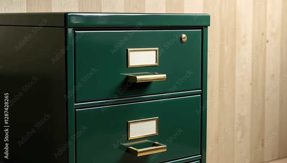 Classic Green Filing Cabinet with Open Drawer for Traditional Office Storage and Document Management Solutions Classic Green Filing Cabinet with Open Drawer for Traditional Office Storage and Document Management Solutions