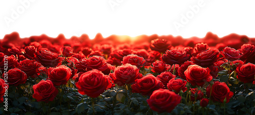 Fototapeta Naklejka Na Ścianę i Meble -  Red rose field isolated on transparent background. PNG FILE