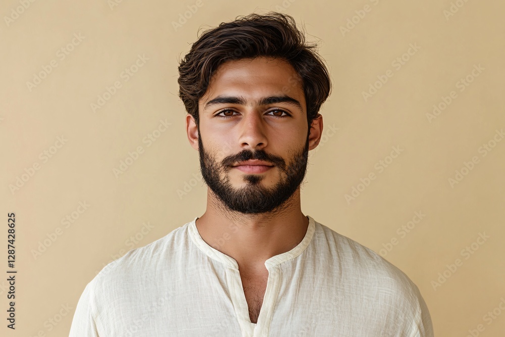 Obraz premium A handsome man with a beard and dark wavy hair