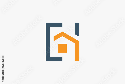 Letter H Real Estate Logo. Minimal Geometric Logotype Concept. Typography Brand, Business related with Construction, Architecture, Building, House, Home, Apartment, Architecture, Construction, Resort