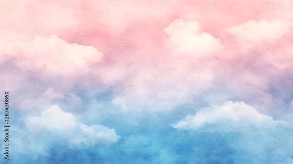 Pastel pink and blue sky with fluffy clouds Pastel pink and blue sky with fluffy clouds
