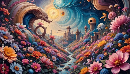 Wallpaper Mural Surreal garden a colorful fantasy landscape Torontodigital.ca