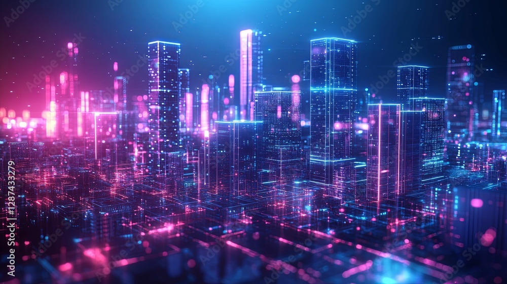Neon Cityscape Digital Architecture Futuristic Design Neon Cityscape Digital Architecture Futuristic Design