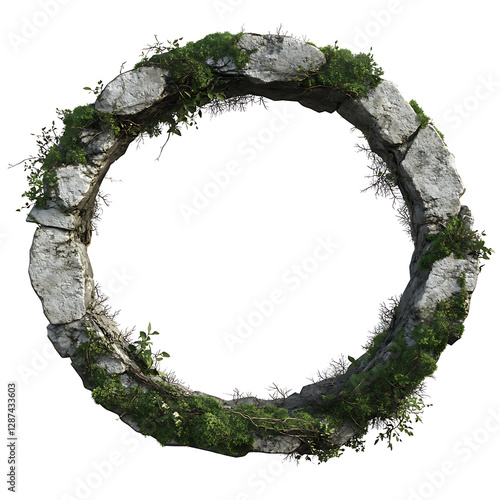 Overgrown Stone Circle Ruin with Green Ivy