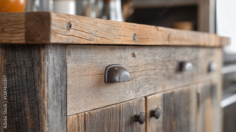 Rustic Reclaimed Wood Kitchen Island Detail Rustic Reclaimed Wood Kitchen Island Detail
