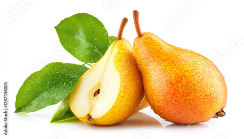 Two fresh ripe pears isolated on white background