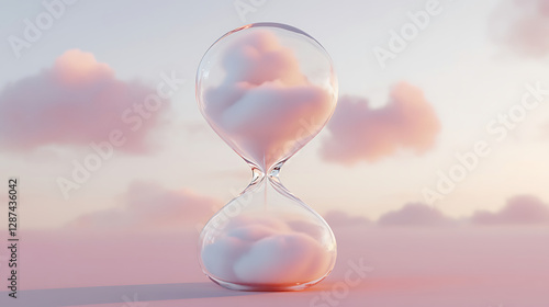 Pastel Pink Sunset Clouds Inside Glass Hourglass