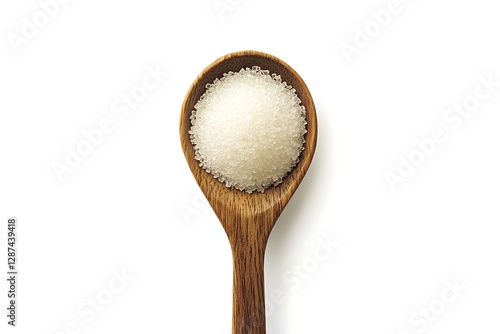 Wallpaper Mural Sugar in a wooden spoon on a white background, top view Torontodigital.ca