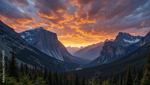 Sunset over mountains national park landscape photography natural environment aerial view serenity