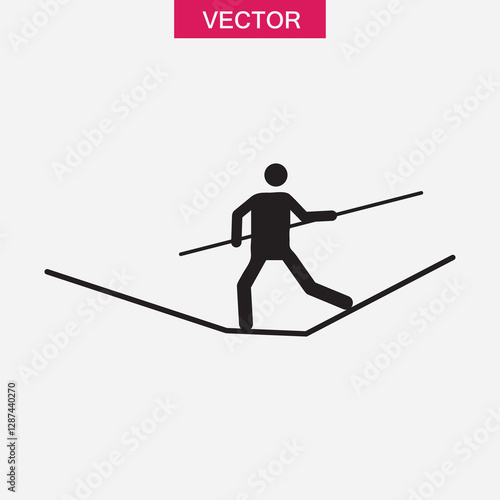 Tightrope walker icon, vector simple flat black trendy style illustration for web and app..eps