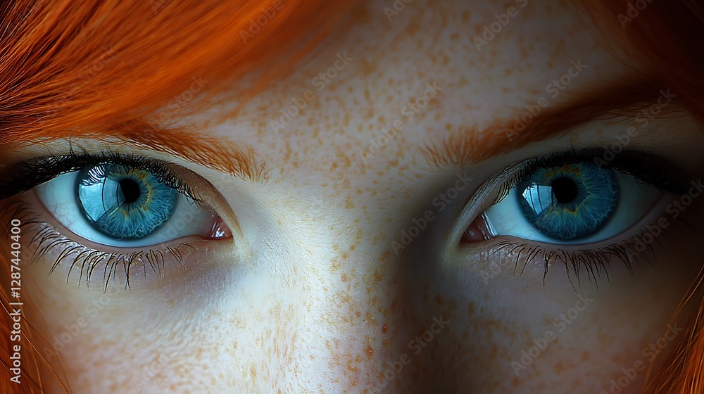 Closeup Woman's Eyes with Freckles Closeup Woman's Eyes with Freckles