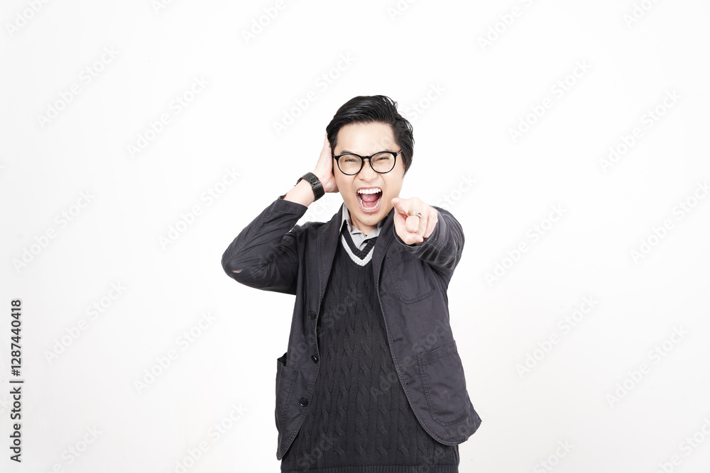 Angry Gesture Of Handsome Asian Man Isolated On White Background Angry Gesture Of Handsome Asian Man Isolated On White Background