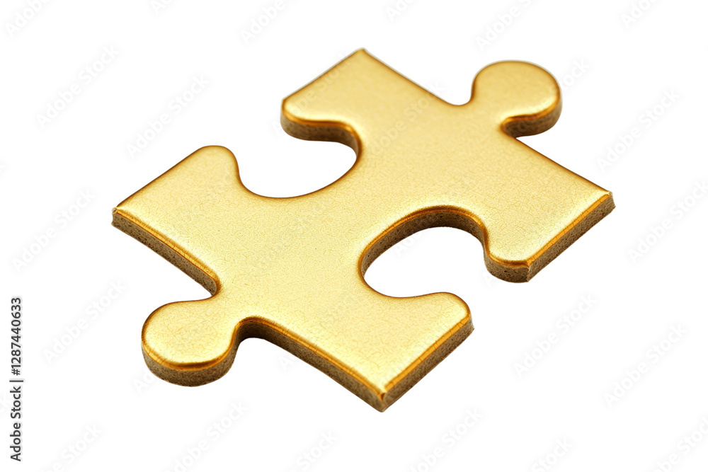 Fototapeta premium Golden Puzzle Piece Isolated on White Background for Creative Use