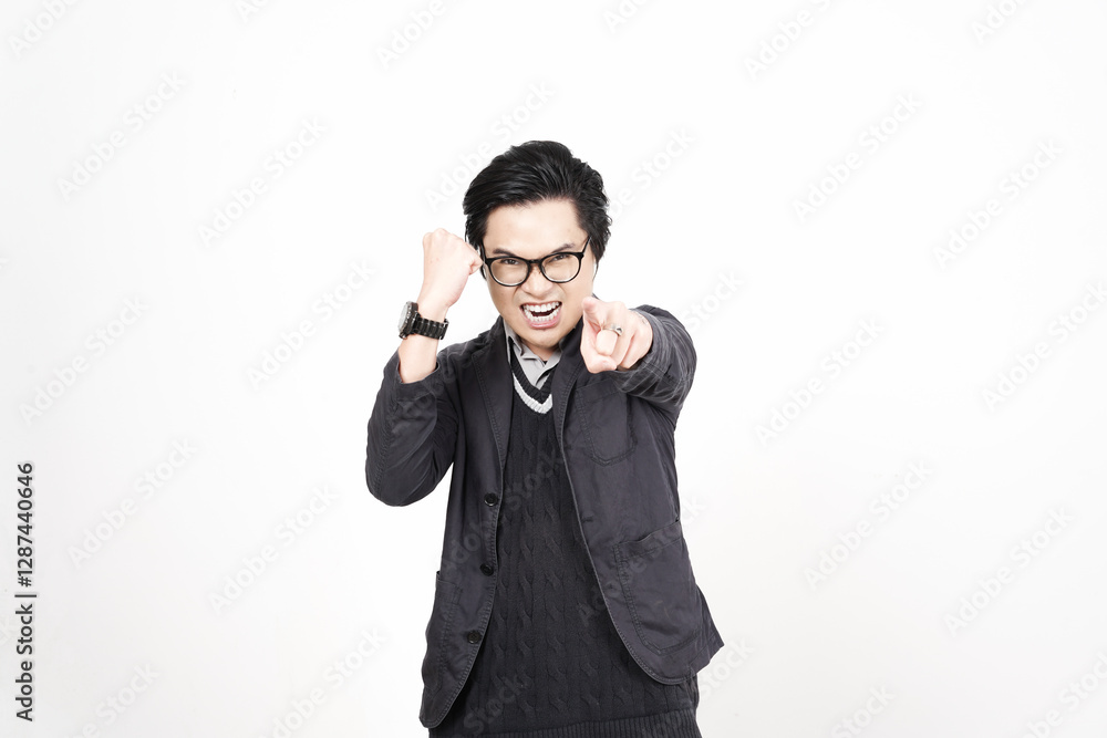 Angry Gesture Of Handsome Asian Man Isolated On White Background Angry Gesture Of Handsome Asian Man Isolated On White Background