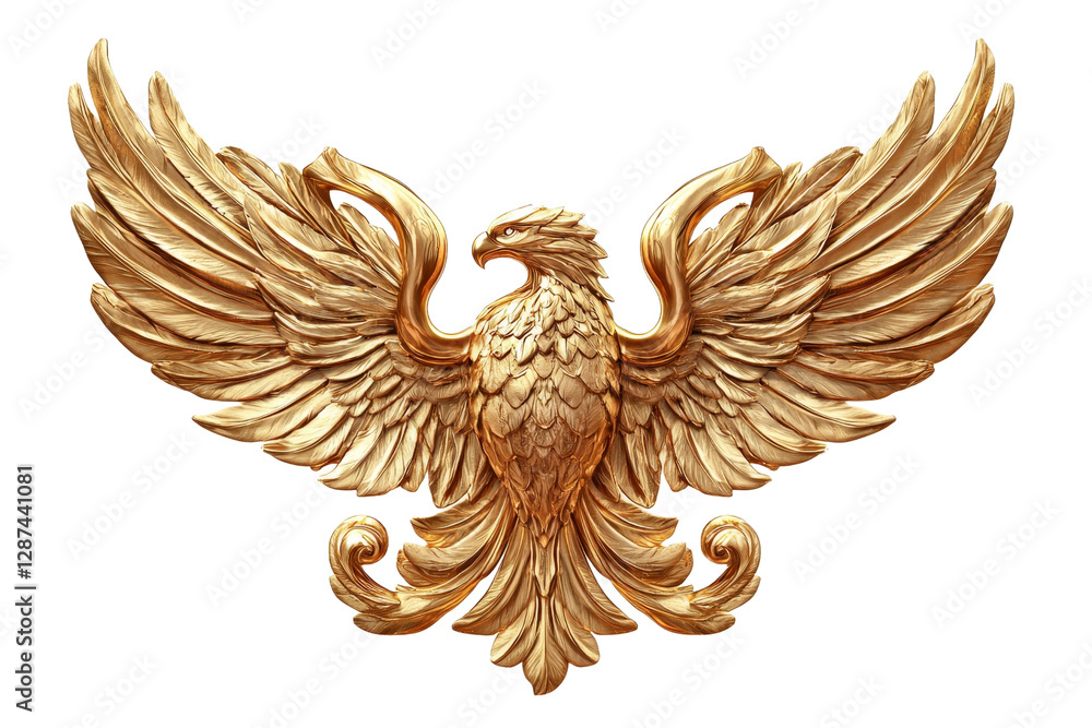 Obraz premium Golden Phoenix Emblem with Intricate Wing Design and Detail