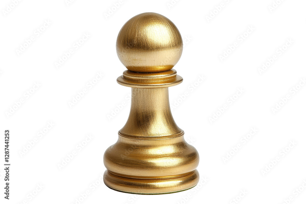 Shiny Golden Chess Pawn Piece on White Background Close-Up Shiny Golden Chess Pawn Piece on White Background Close-Up