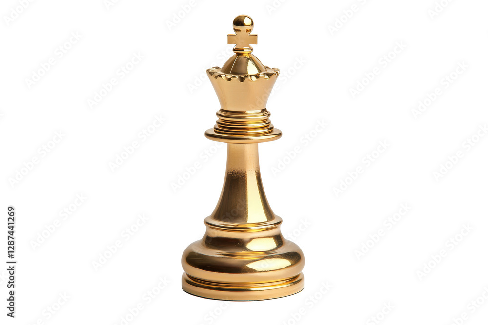 Golden Chess King Piece with Elegant Design on a White Background Golden Chess King Piece with Elegant Design on a White Background