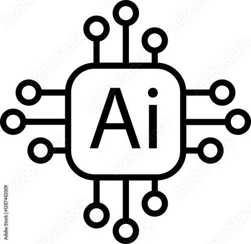 AI Artificial intelligence icon. Generate vector. Ai enter by command prompt to generate ideas. Chat with Ai. Element for web app design, computer help assistant isolated on transparent background.